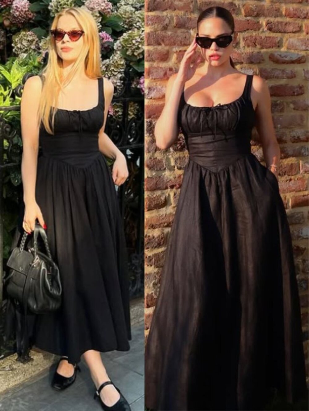 Reformation Balia Linen Midi Dress Black Scoop Neck‎ Bow Size 2